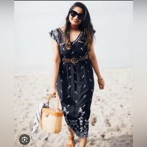 Abercrombie black Embroidered Maxi Dress